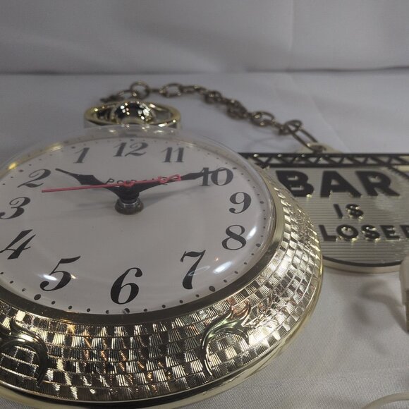 VTG Spartus Corp.  Bar Is Open/Closed Backwards Running Wall Clock WORKS GREAT - Picture 5 of 16